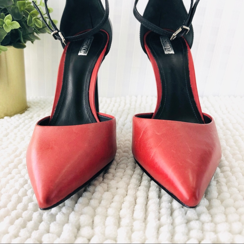 Schutz pumps color block red and black leather 9 B - Picture 2 of 8